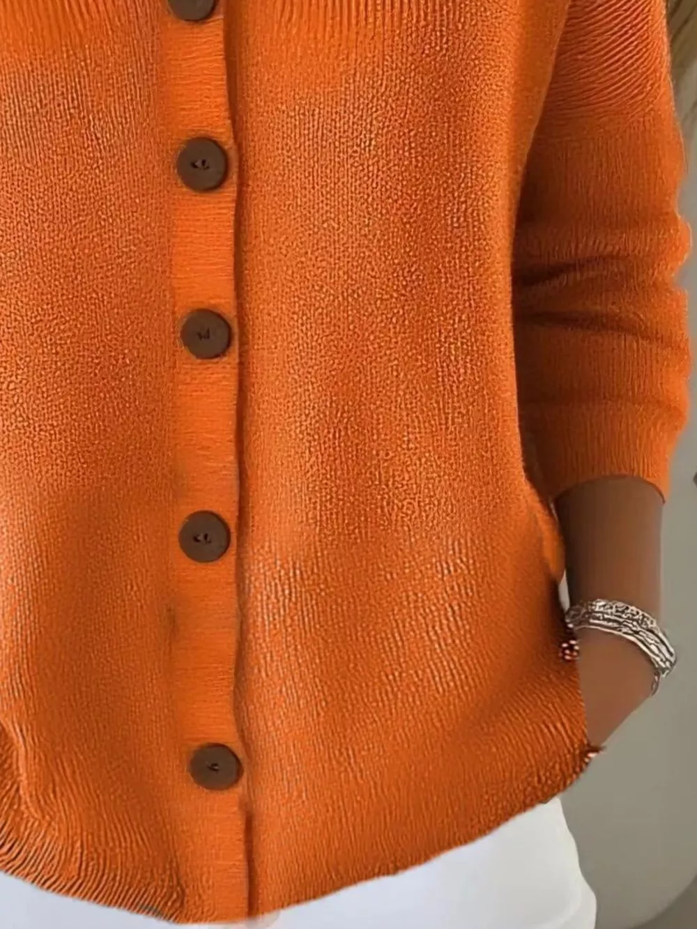 Full Size V-Neck Button-Down Knit Cardigan Plus Size, image 15