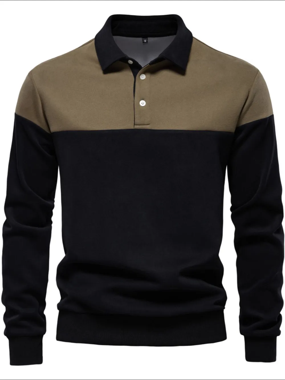 Men's Collared Neck Contrast Long Sleeve Polo, image 6