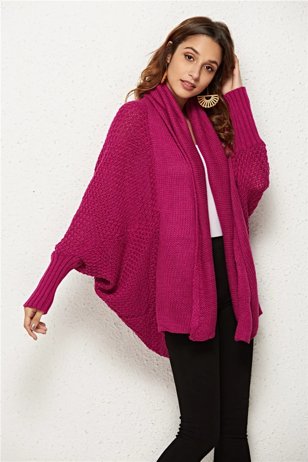Open Front Batwing Sleeve Cardigan, image 3