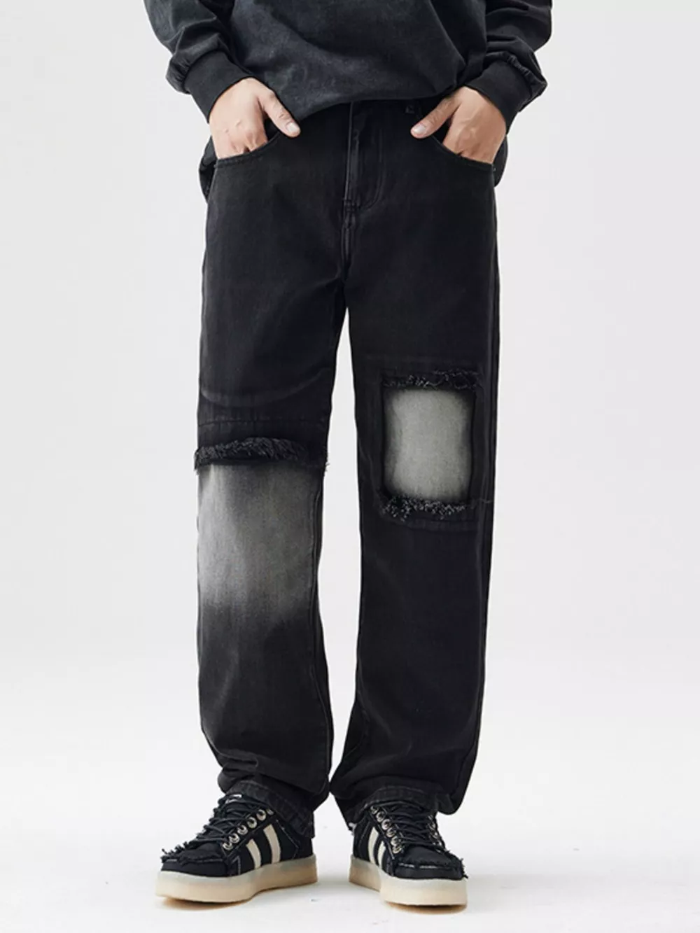 Men's Distressed Loose Fit Jeans, image 2