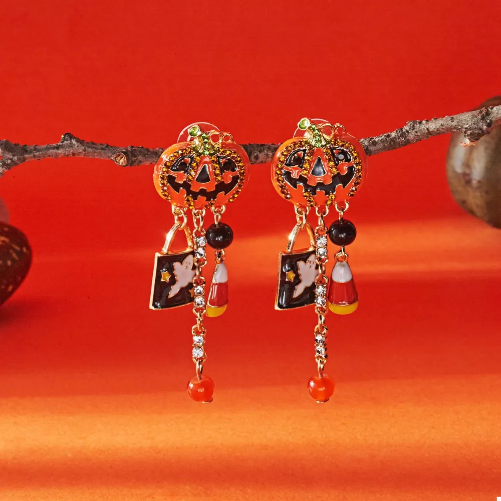 Halloween Pumpkin Drop Earrings, image 3