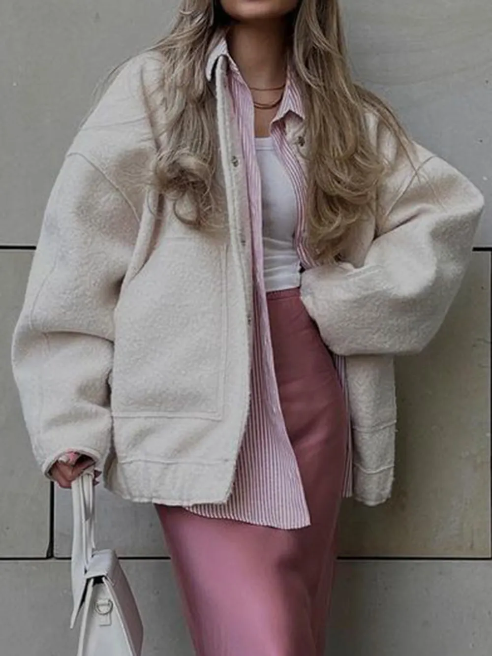 Full Size Snap Down Drop Shoulder Jacket, image 3