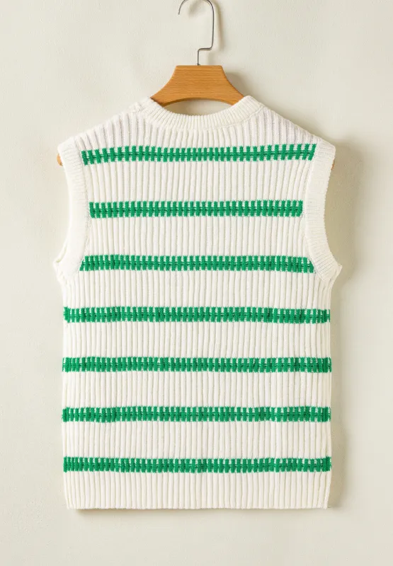 Striped Round Neck Sweater Vest, image 4