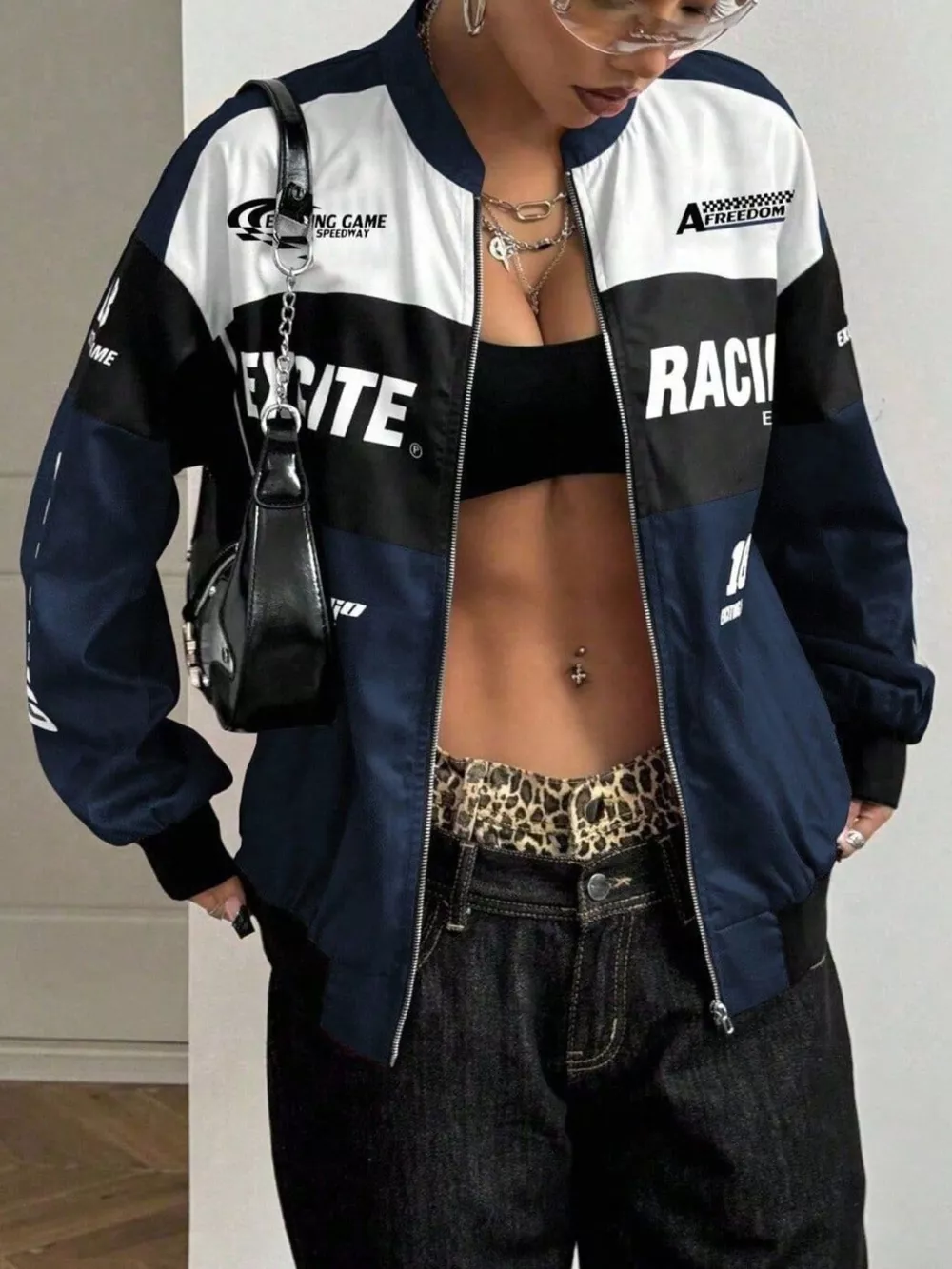 Letter Print Zip Up Jacket, image 9