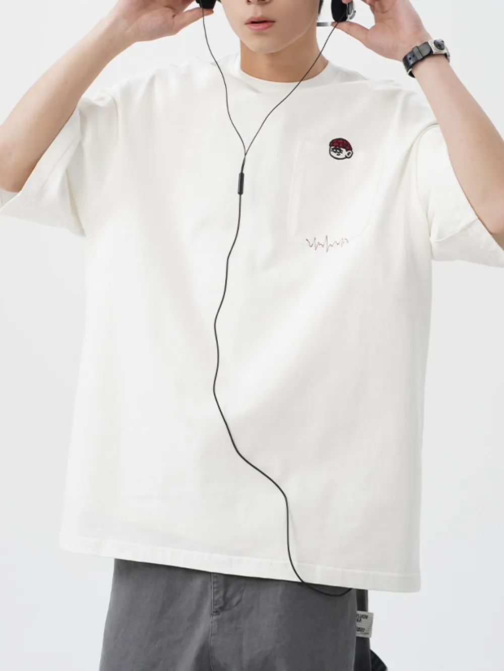 Men's Plus Size Round Neck Embroidered T-Shirt, image 12