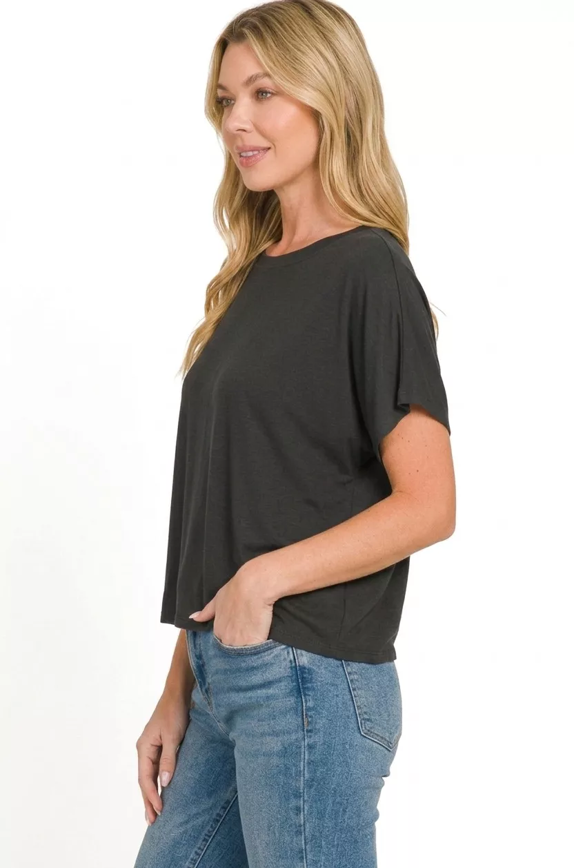 Round Neck Short Sleeve Cropped T-Shirt, image 4
