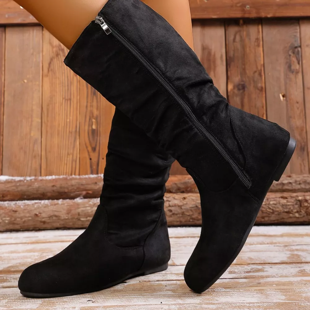Round Toe Side Zip Boots, image 9