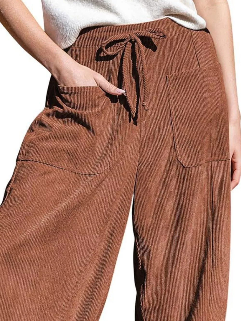 Casual Corduroy Wide Leg Pants with Pockets, image 13