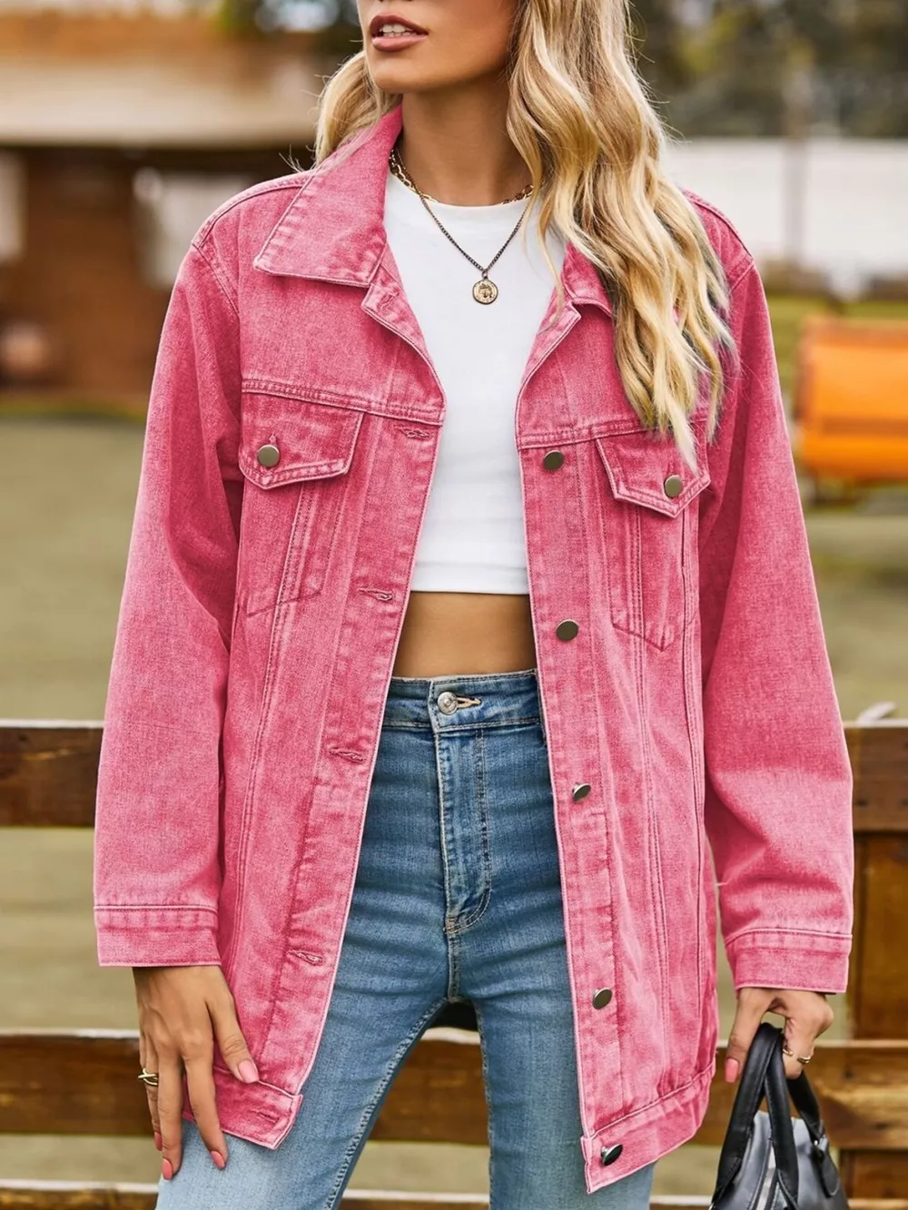 Button Down Washed Denim Jacket, image 5