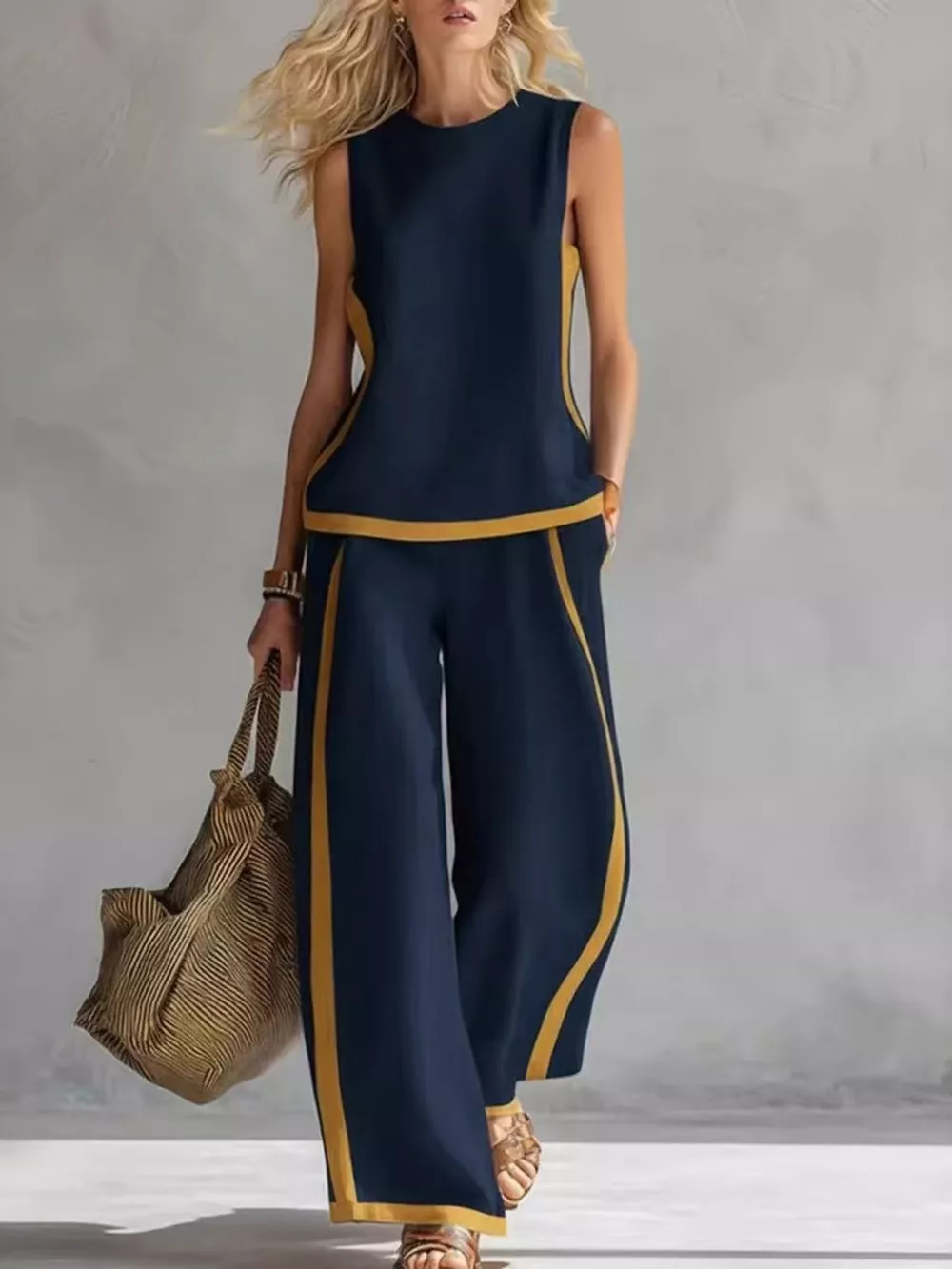 Sleeveless Tank Top and Wide-Leg Pants Set, image 5
