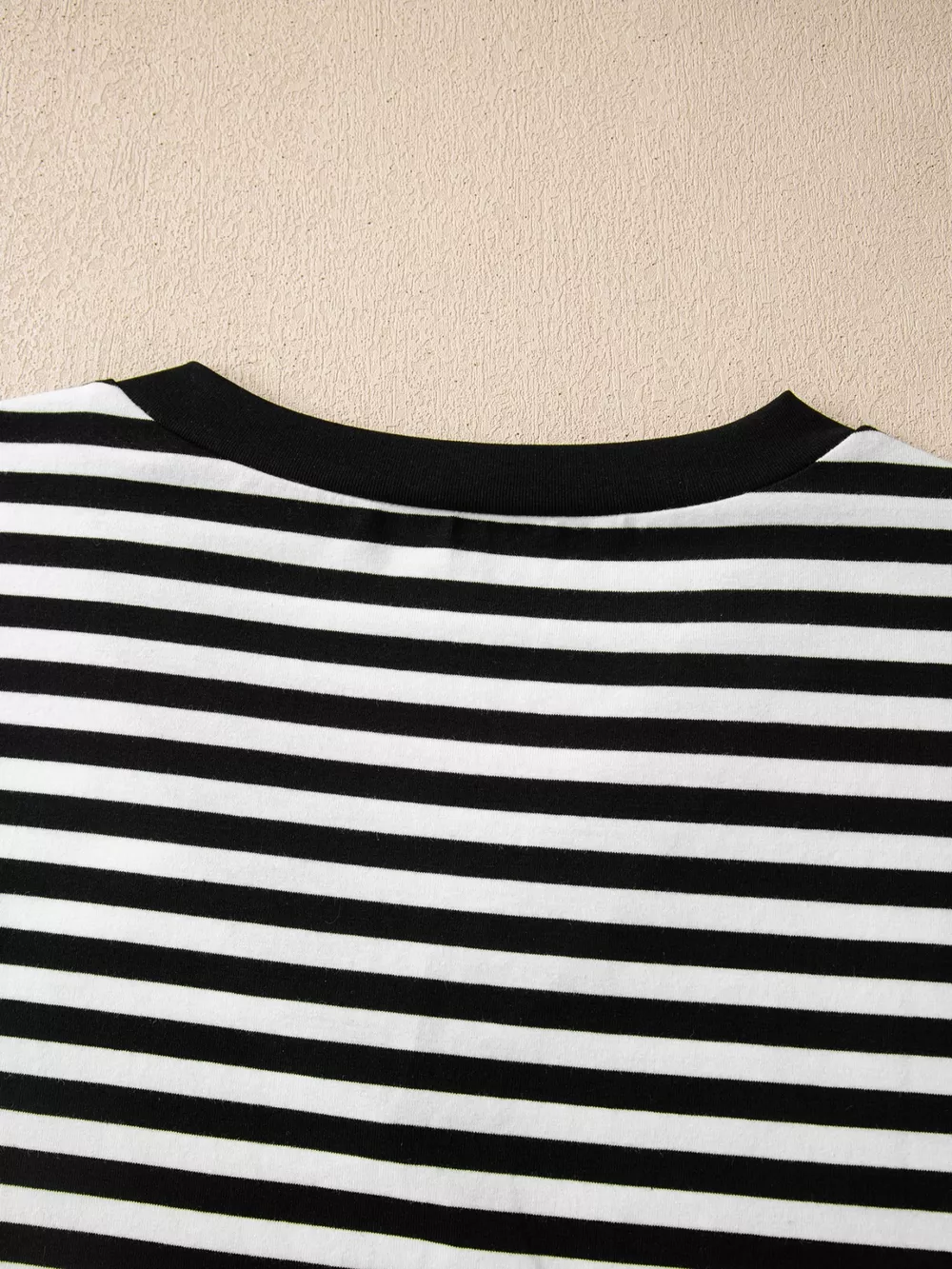 Striped V-Neck Scalloped Short Sleeve T-Shirt, image 4