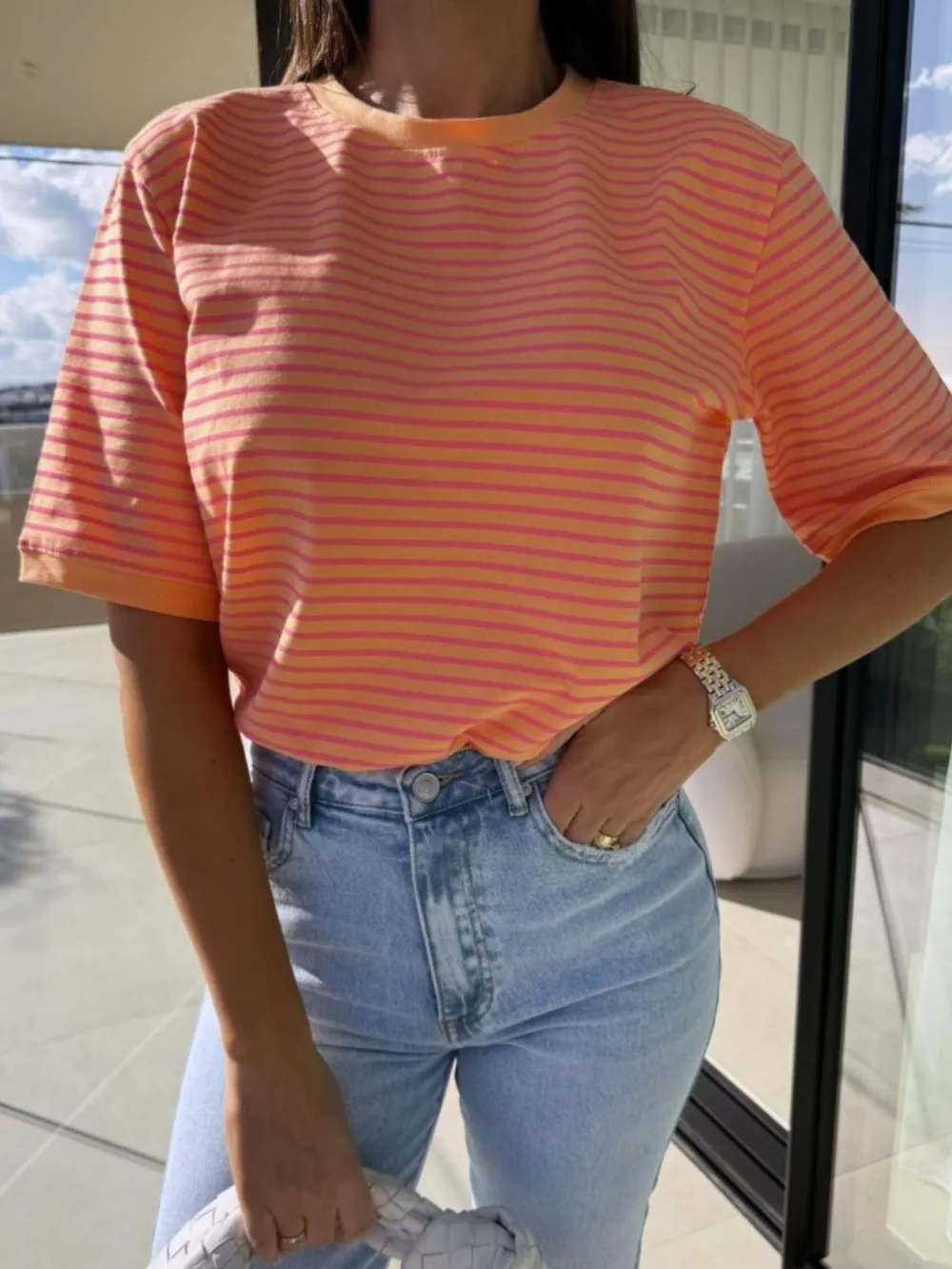 Striped Round Neck Short Sleeve T-Shirt, image 8