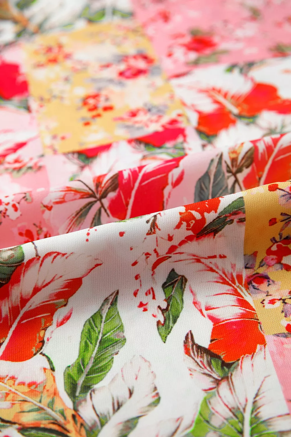 Contrast Collared V Neck Short Sleeve Floral Blouse, image 9