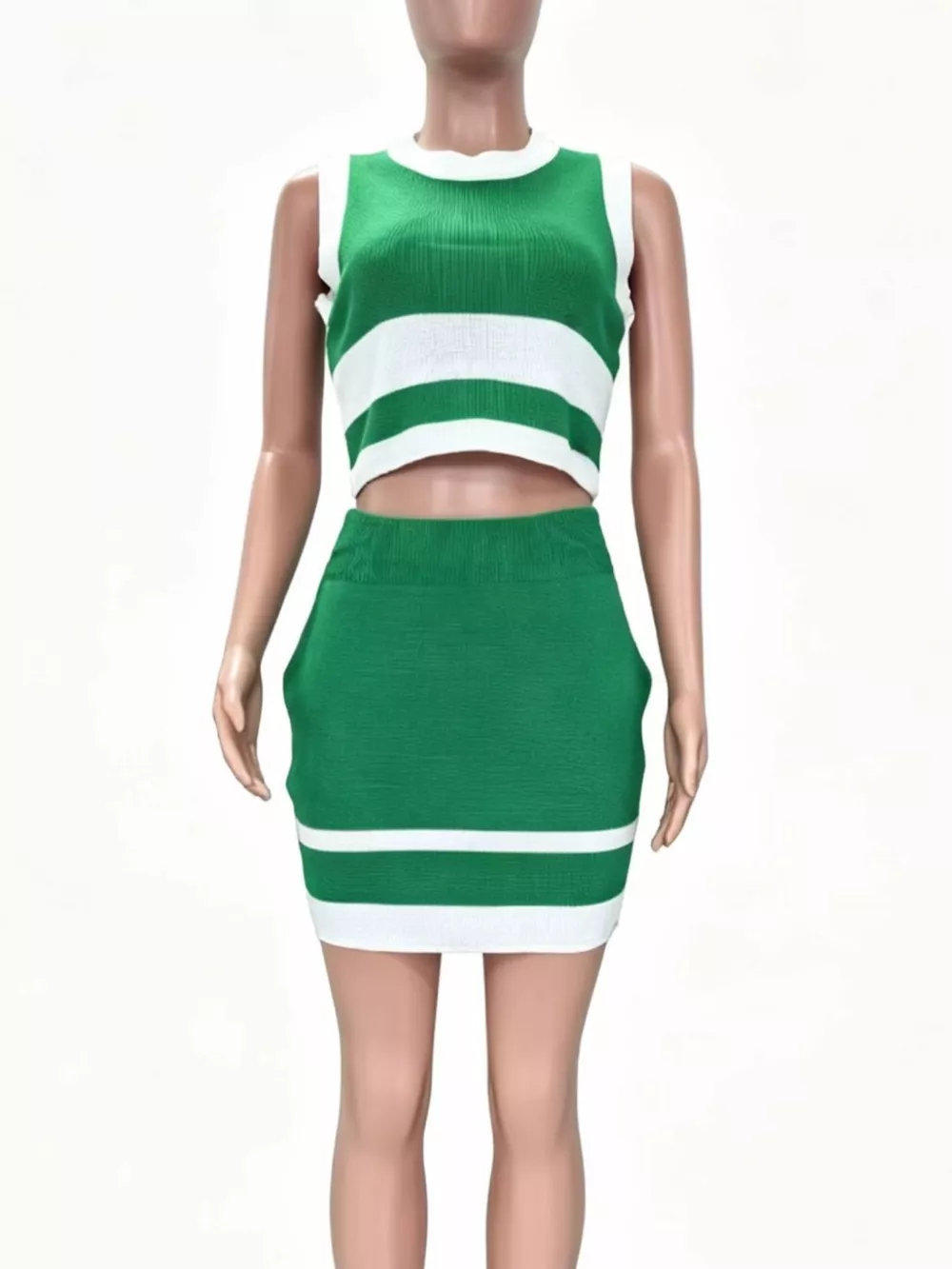 Contrast Trim Tank and Skirt Knit Set, image 7