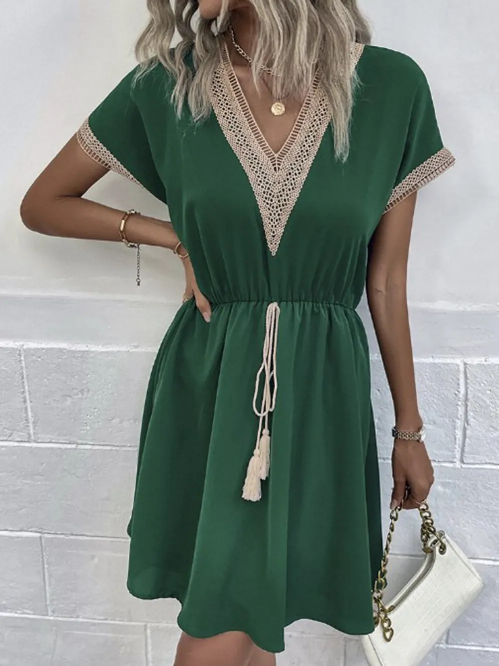 Full Size V-Neck Short Sleeve Dress Plus Size, image 9