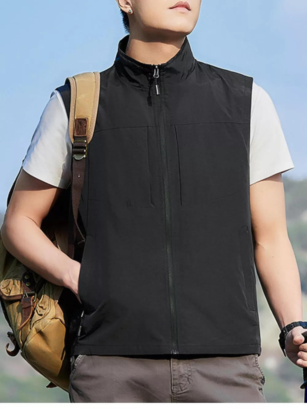 Men's Plus Size Lightweight Zip Up Vest