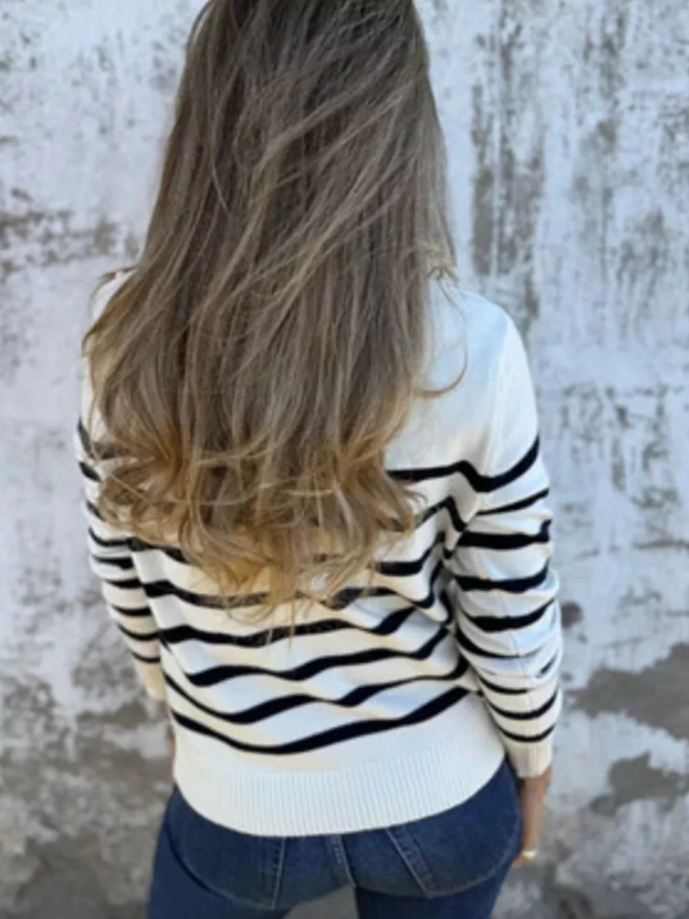 Full Size Striped Turtleneck Long Sleeve Sweater Plus Size, image 21