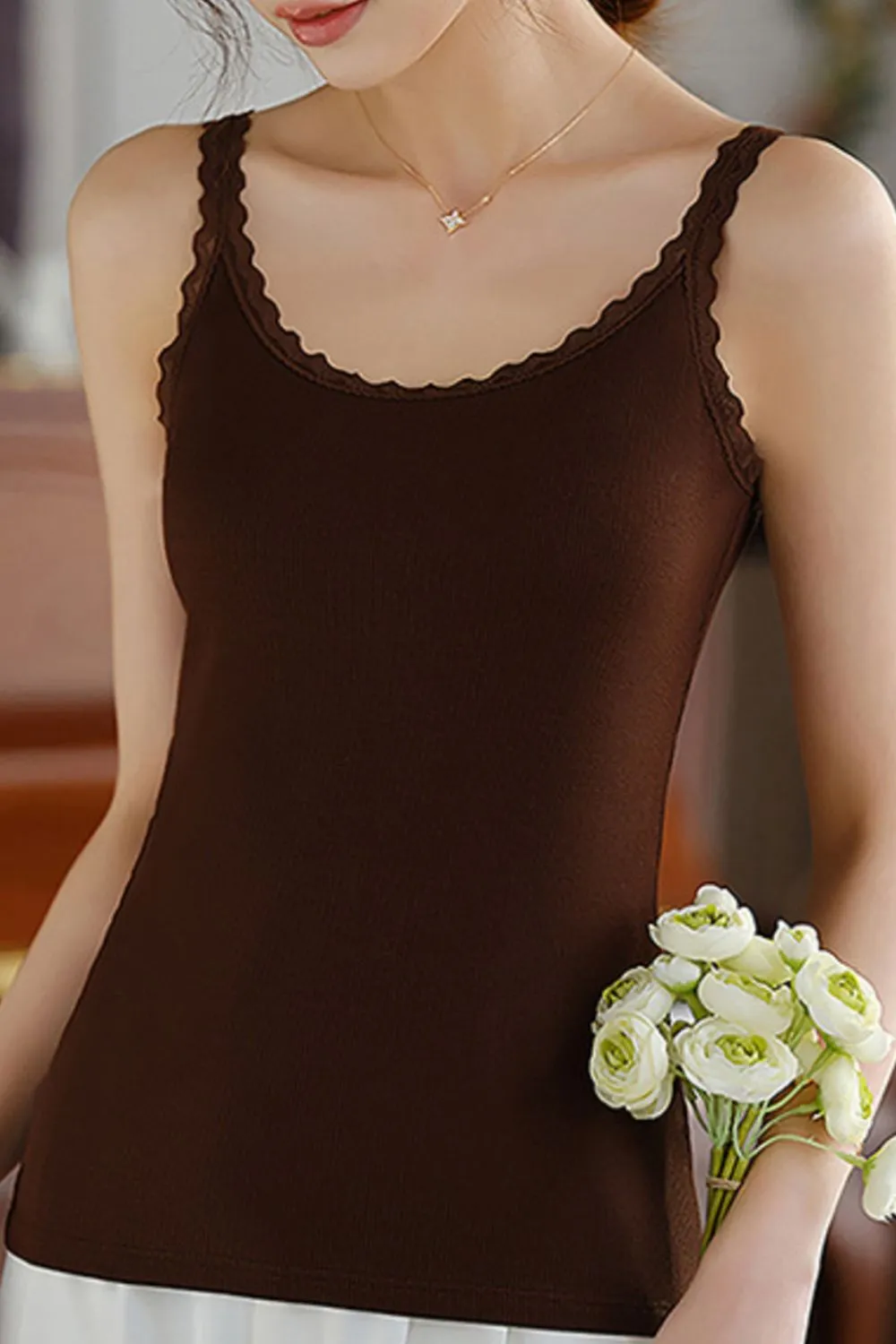 Lace Trim Scoop Neck Cami Top, image 19