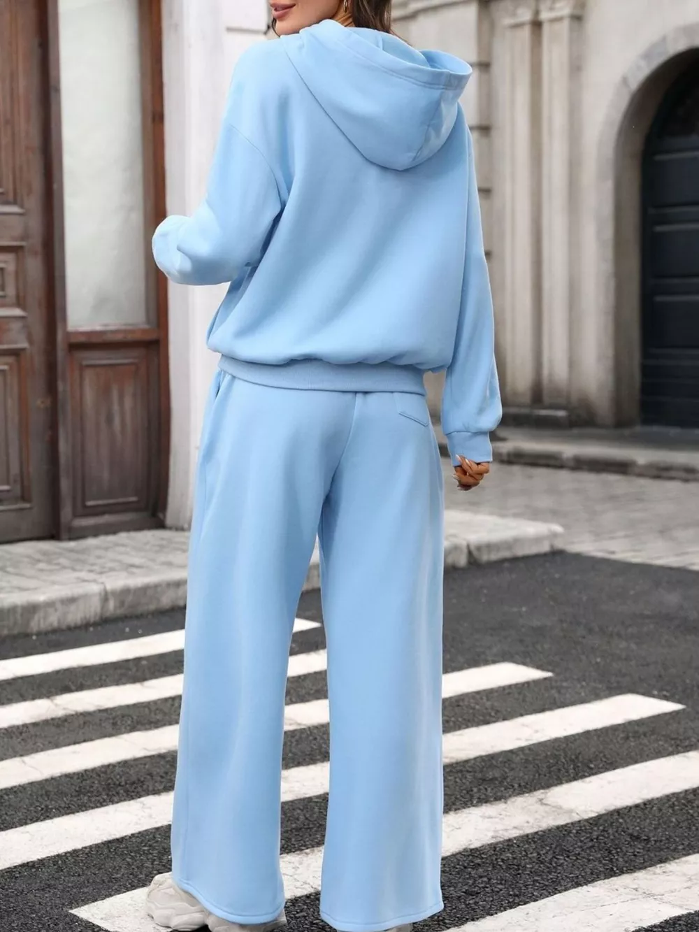 Kangaroo Pocket Hoodie and Wide-Leg Pant Set, image 17