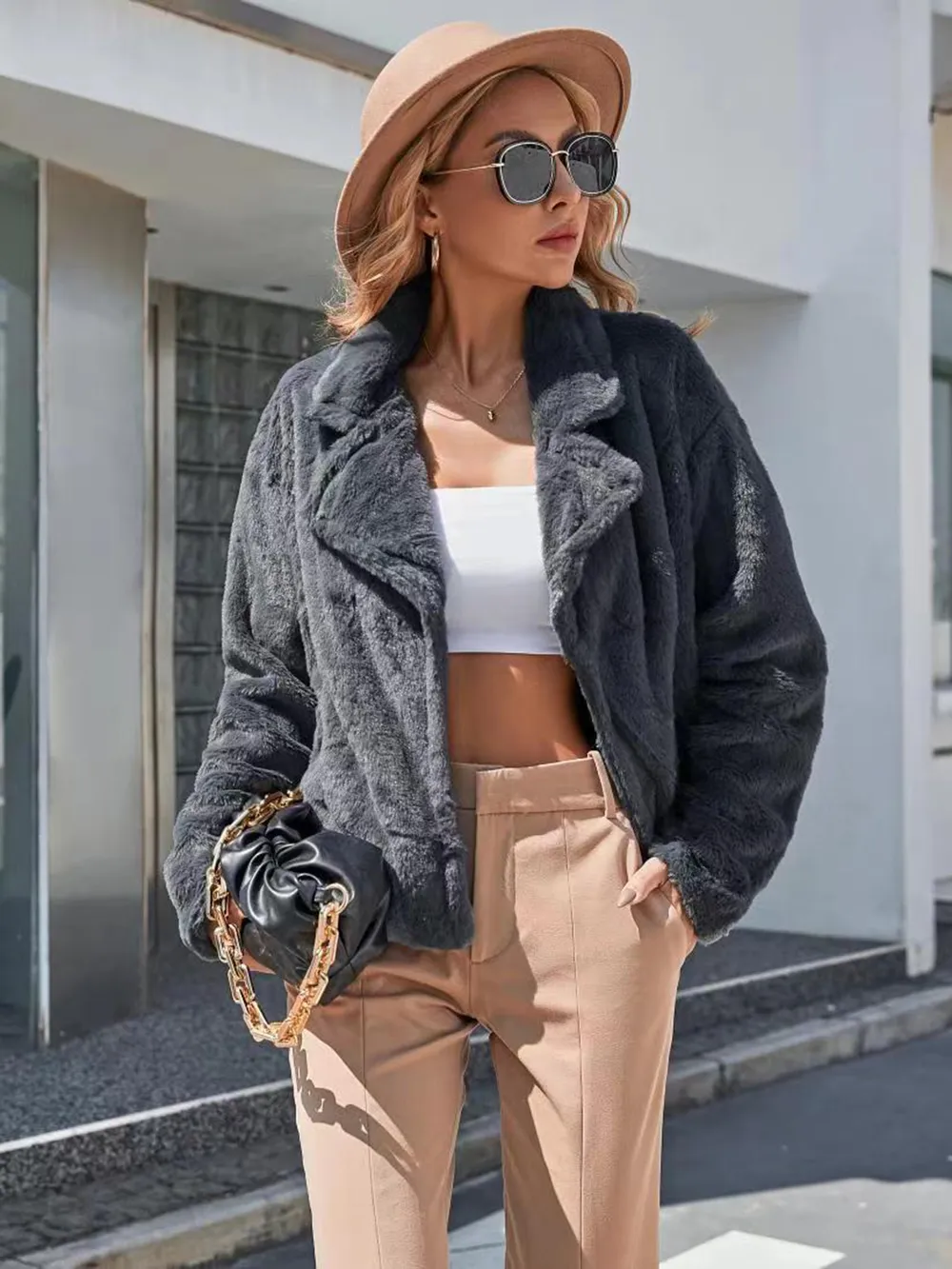 Plush Open Front Dropped Shoulder Jacket, image 3
