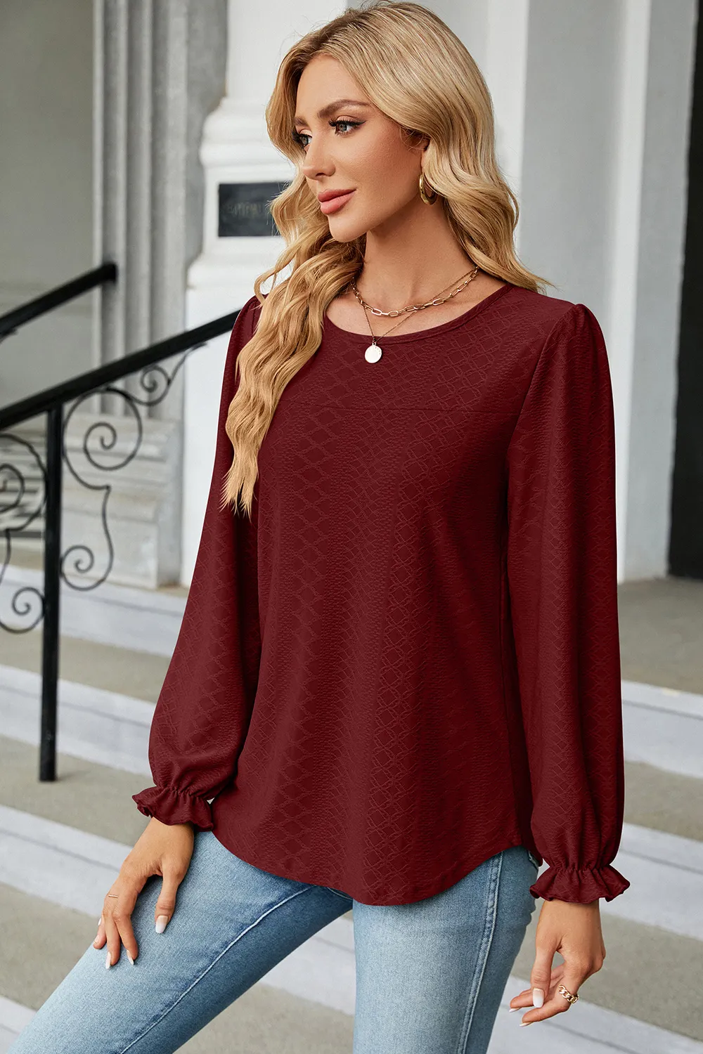 Round Neck Flounce Sleeve T-Shirt, image 15