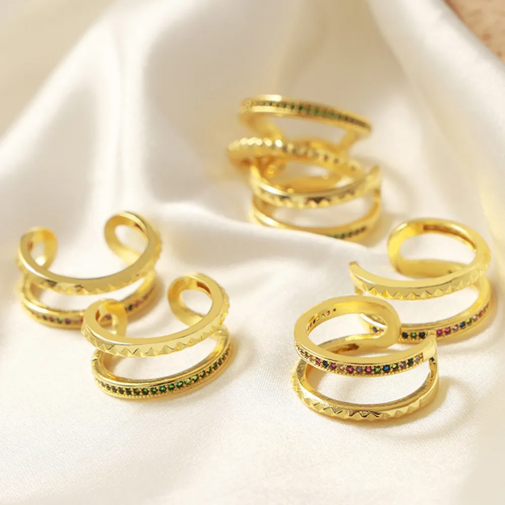 Gold-Plated Czech Diamond Double-Layered Ring, image 5