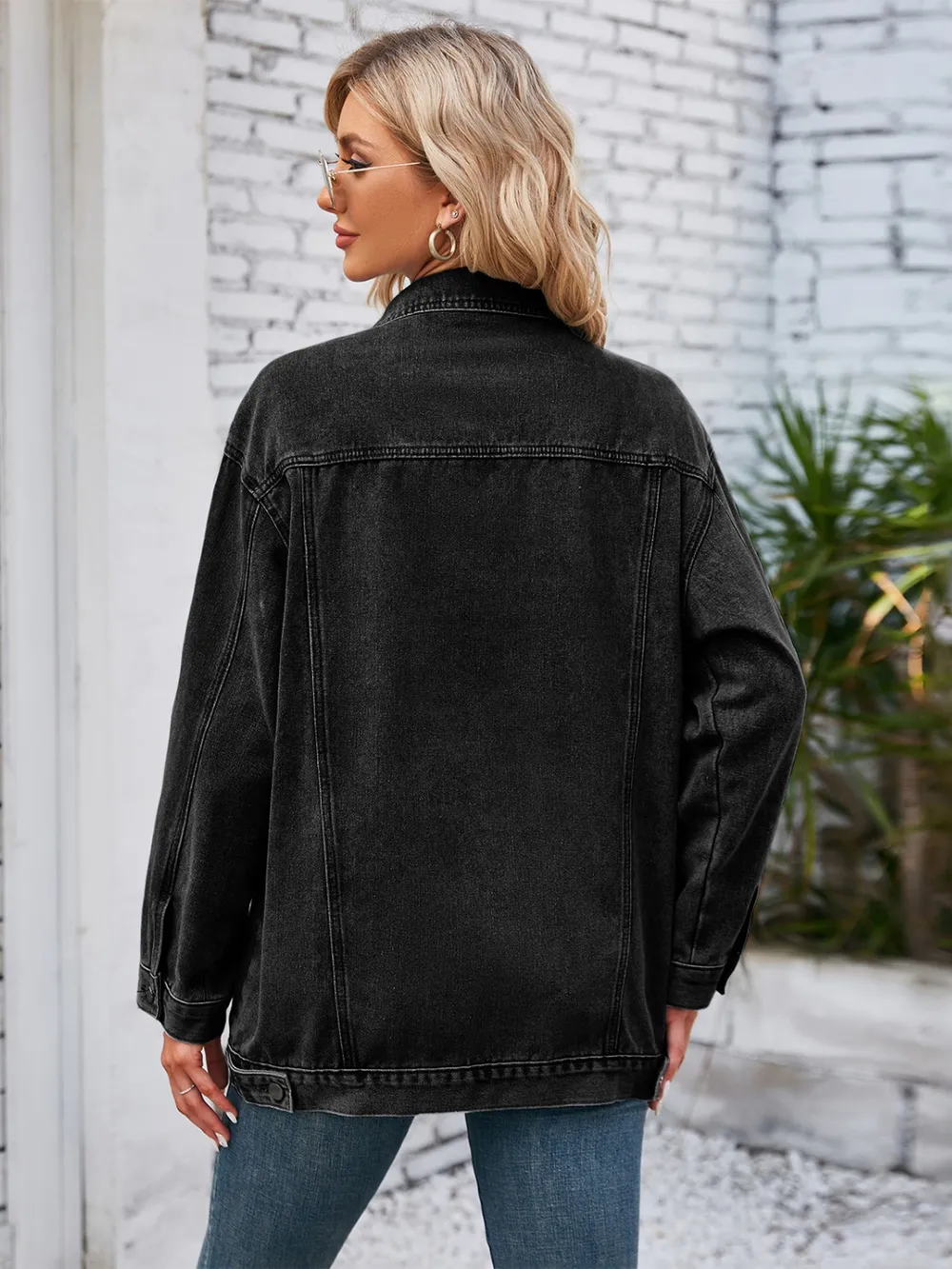 Button Up Long Sleeve Denim Jacket, image 5