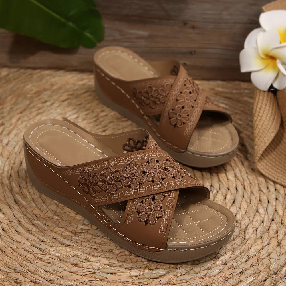Peep Toe Wedge Sandals, image 8