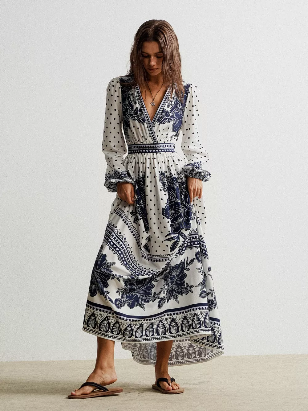 Floral Print Long Sleeve Maxi Dress, image 3