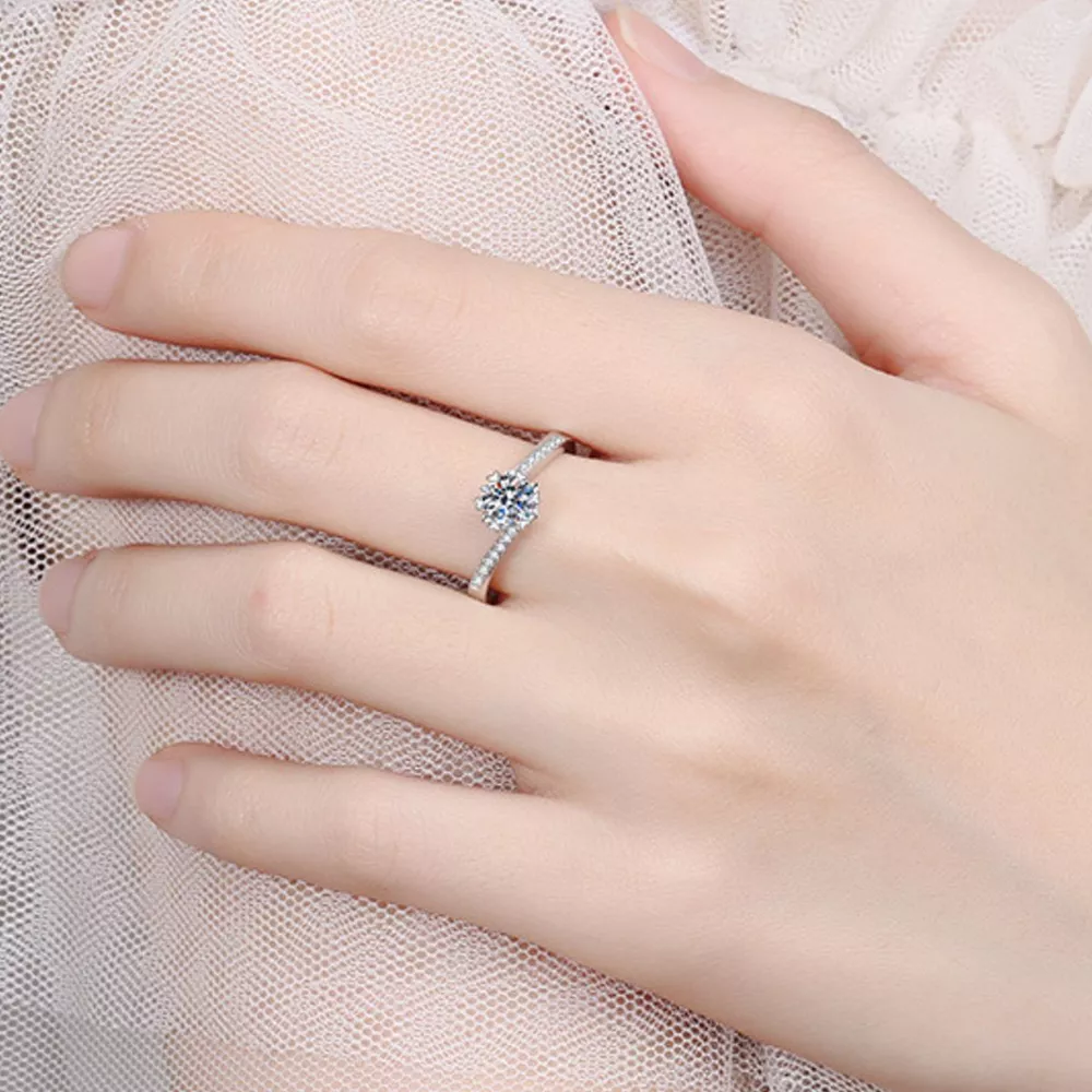 1 Carat 925 Sterling Silver Moissanite Ring, image 4