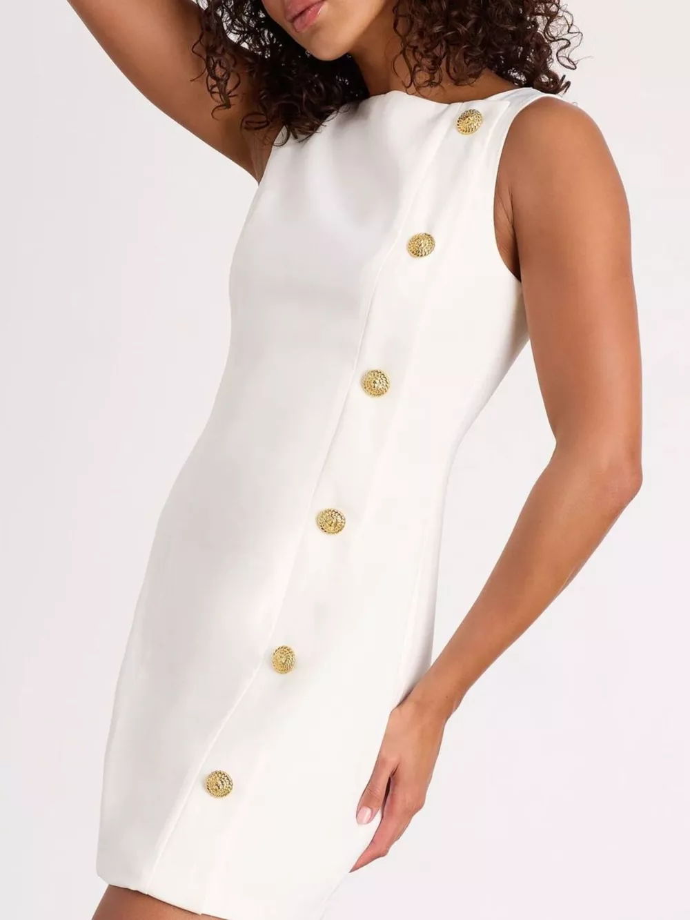 Button Decor Sleeveless Mini Dress, image 6