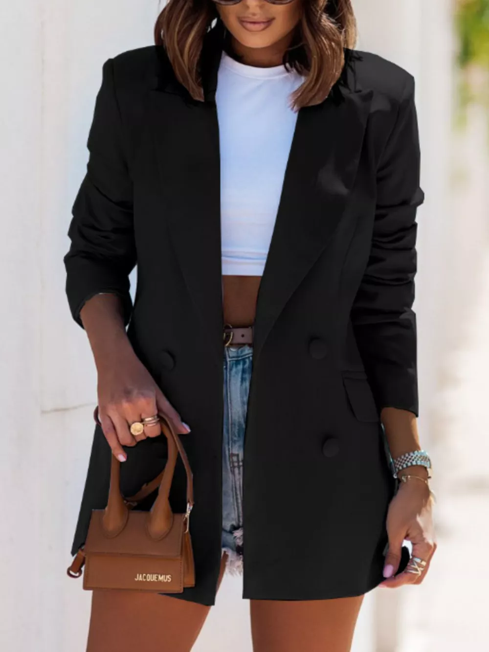 Lapel Collar Long Sleeve Blazer, image 5