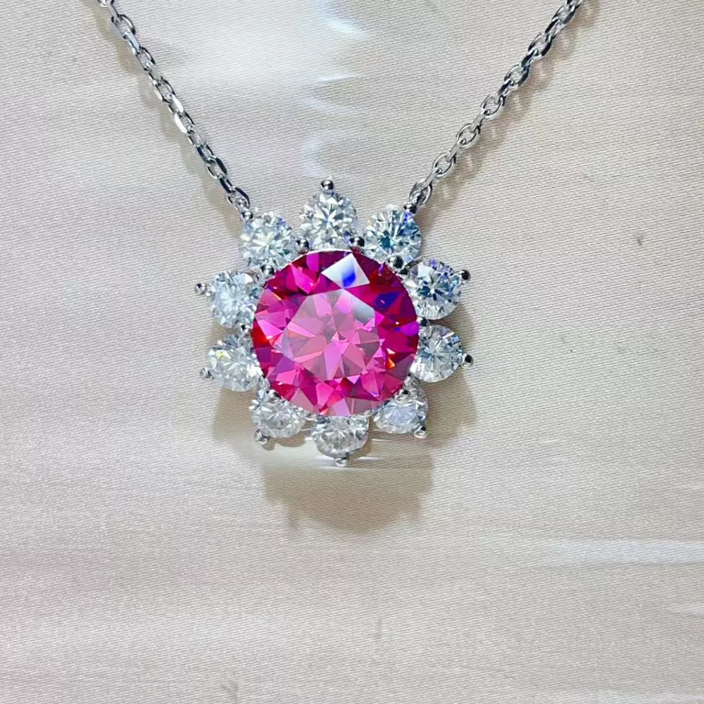5 Carat Moissanite 925 Sterling Silver Pendant Necklace