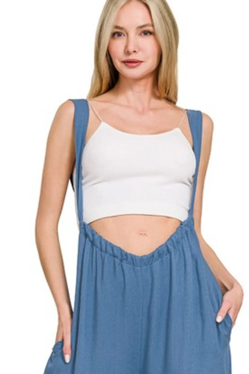 Woven Tie Back Suspender Jumpsuit, image 2