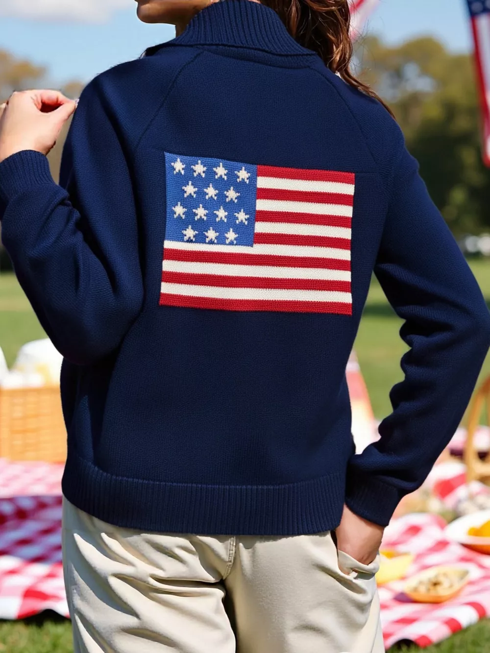 US Flag Button Up Cardigan, image 8