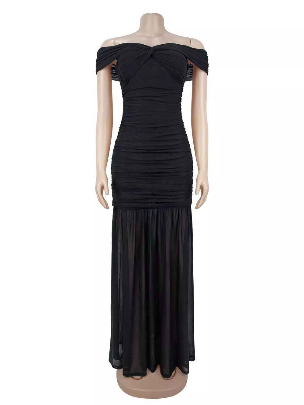 Off-Shoulder Ruched Mermaid Maxi Dress, image 7