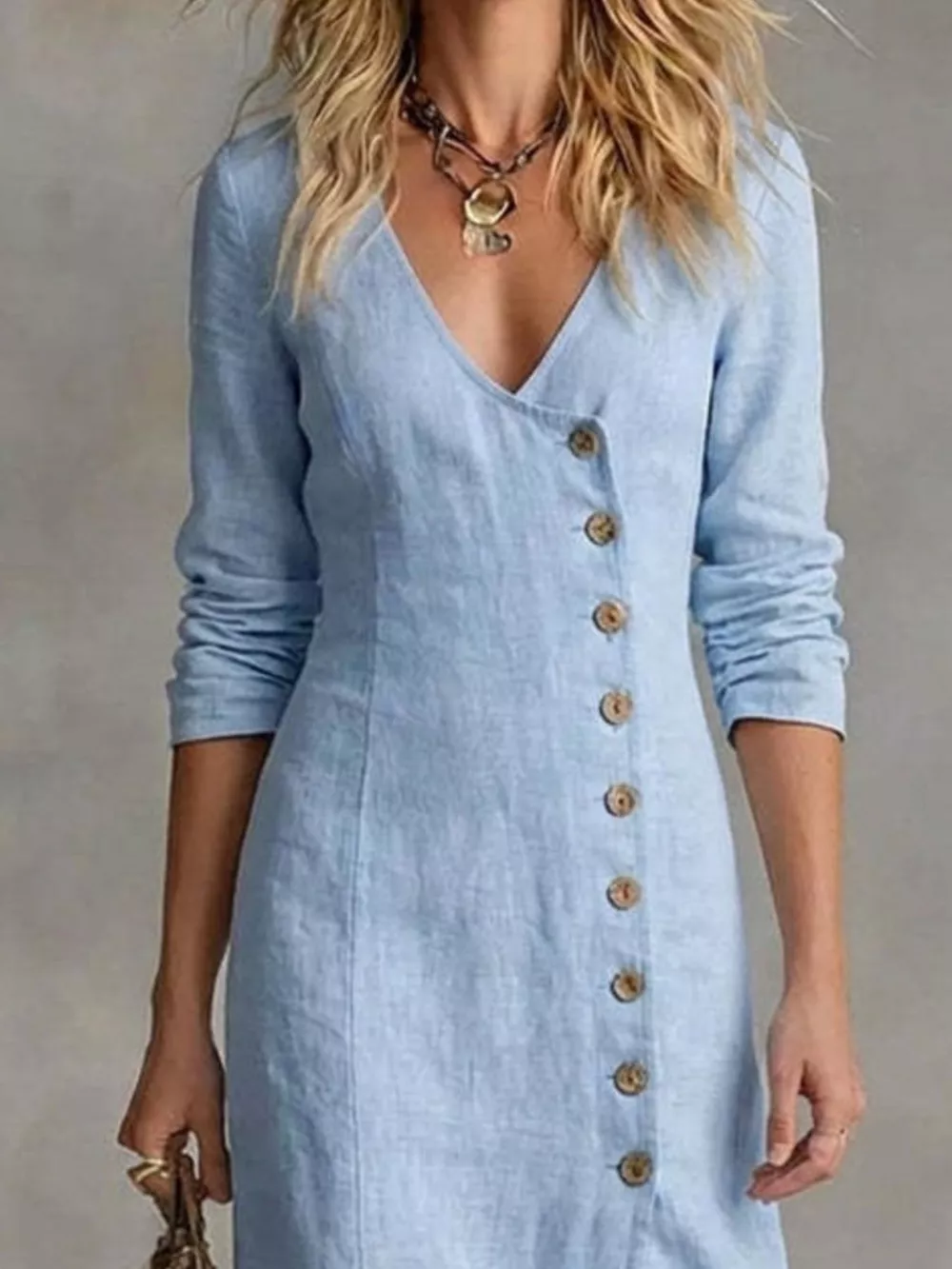 Full Size Button Front Slit Maxi Dress Plus Size, image 2