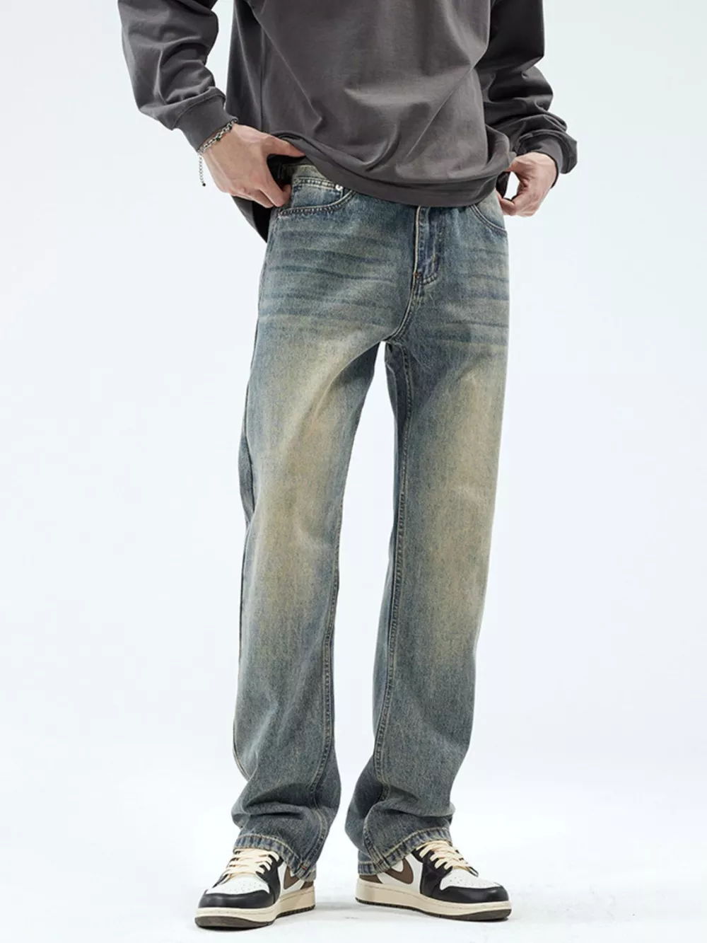 Men's Vintage Wash Loose Fit Jeans, image 3