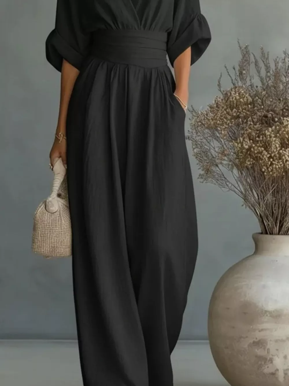 Full Size Half Sleeve Wide-Leg Jumpsuit Plus Size, image 18