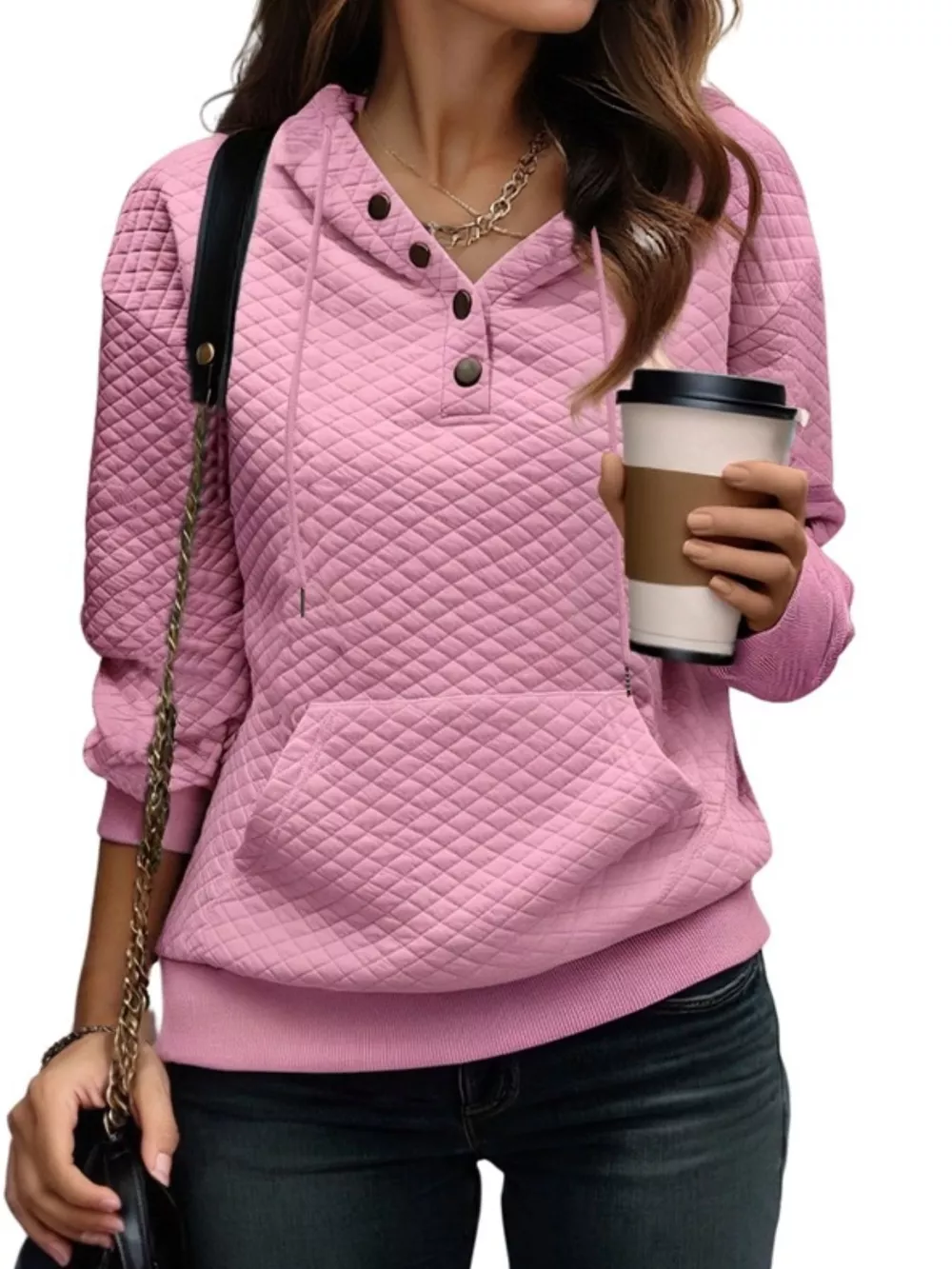 Drawstring Textured Dropped Shoulder Hoodie, image 11