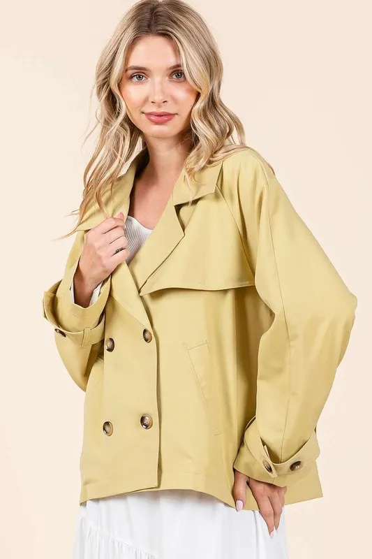 Double Breasted Long Sleeve Trench Coat Jacket, image 4