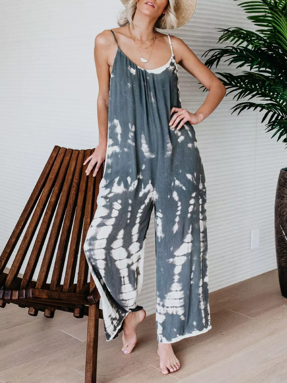 Full Size Tie-Dye Wide Leg Jumpsuit Plus Size, image 15