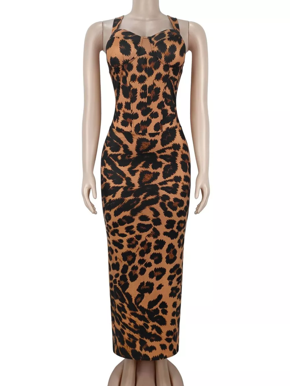 Leopard Sweetheart Neck Maxi Dress, image 7