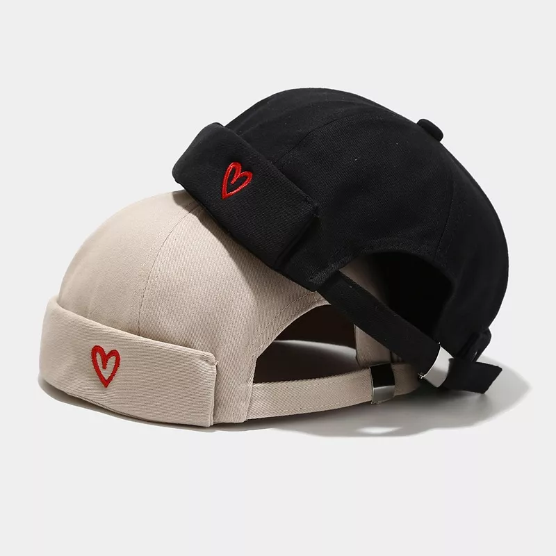 Embroidered Heart Brimless Docker Hat, image 2