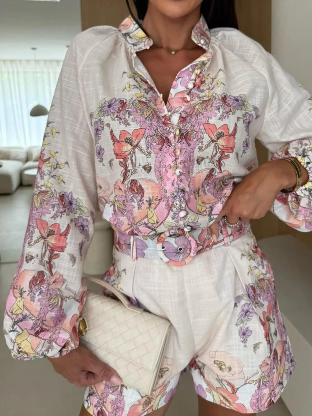 Printed Long Sleeve Shirt and Shorts Set, image 5