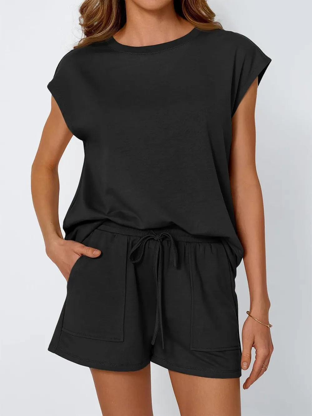 Round Neck Cap Sleeve Top and Shorts Set, image 6