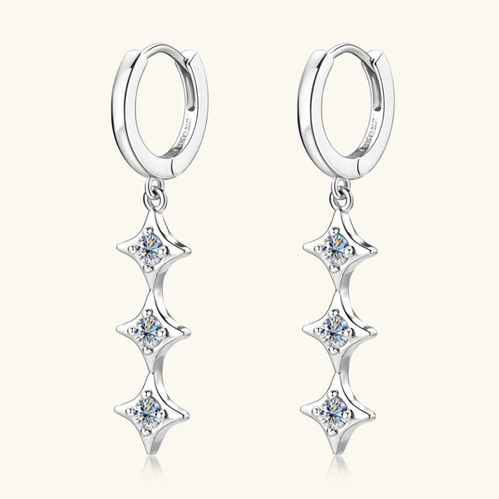 Moissanite 925 Sterling Silver Geometric Shape Earrings, image 8