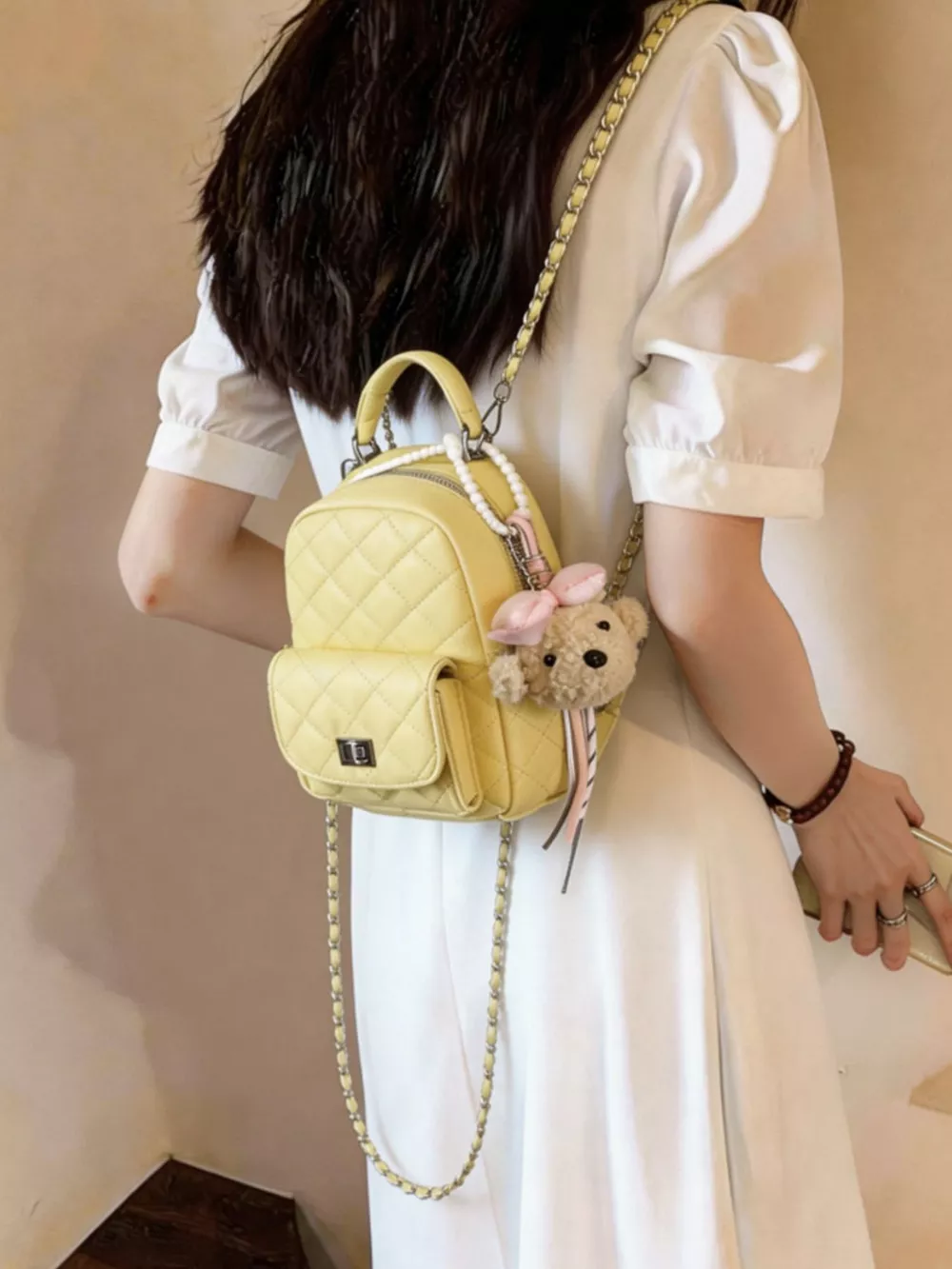 Quilted Mini Backpack Bag, image 7