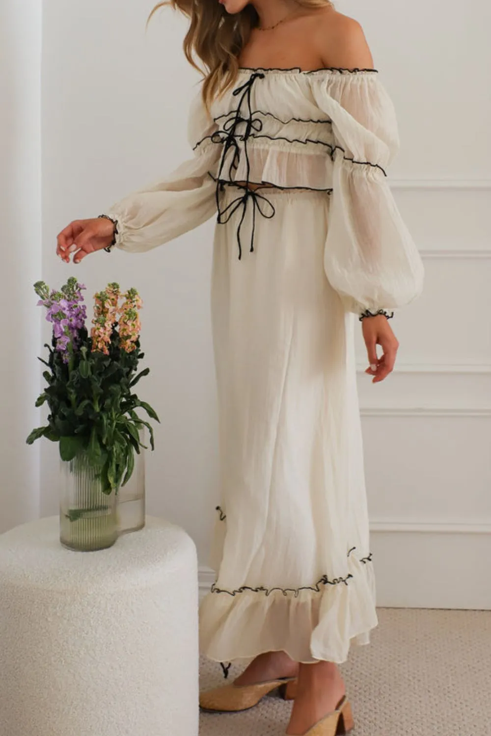 Off-Shoulder Top and Skirt Set, image 3