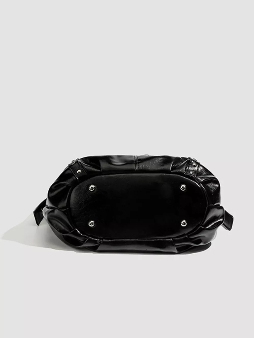 Studded Patent Leather Hobo Shoulder Bag, image 8